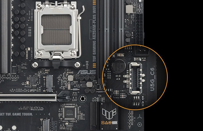 ASUS TUF Gaming A620AM-PLUS WIFI 7600MHz (OC) DDR5 Soket AM5 M.2 HDMI DP mATX Anakart h12
