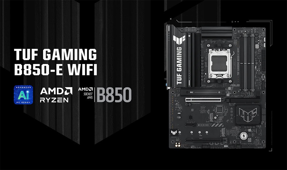 TUF GAMING B850-E WIFI ASUS TUF GAMING B850-E WIFI 8000MHz (OC) DDR5 Soket AM5 M.2 HDMI DP ATX Anakart h2