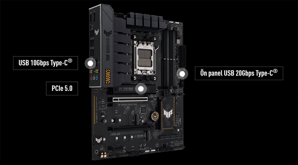 TUF GAMING B650-E WIFI ASUS TUF Gaming B650-E WIFI 8000MHz (OC) DDR5 Soket AM5 M.2 HDMI DP ATX Anakart h15