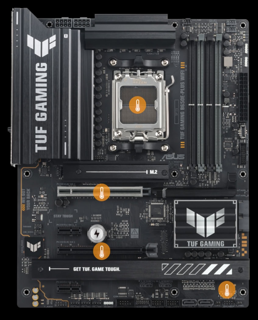 ASUS TUF GAMING B650E-PLUS WIFI 8000MHz (OC) DDR5 Soket AM5 M.2 HDMI DP ATX Anakart h12