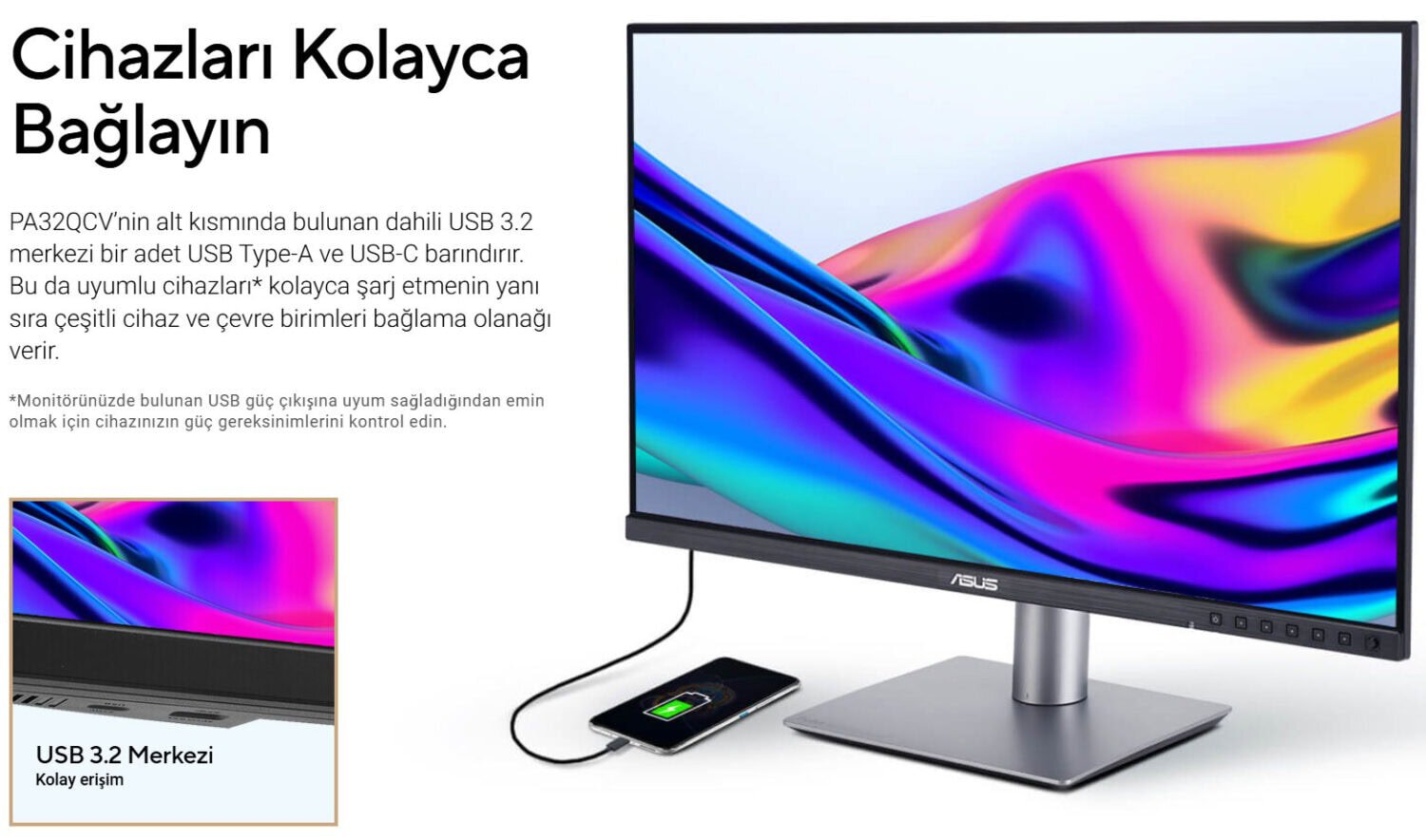 ProArt Display 6K PA32QCV ASUS ProArt PA32QCV 31.5 inç 60Hz 5ms 6K UHD Adaptive Sync IPS Pivot Monitör h26