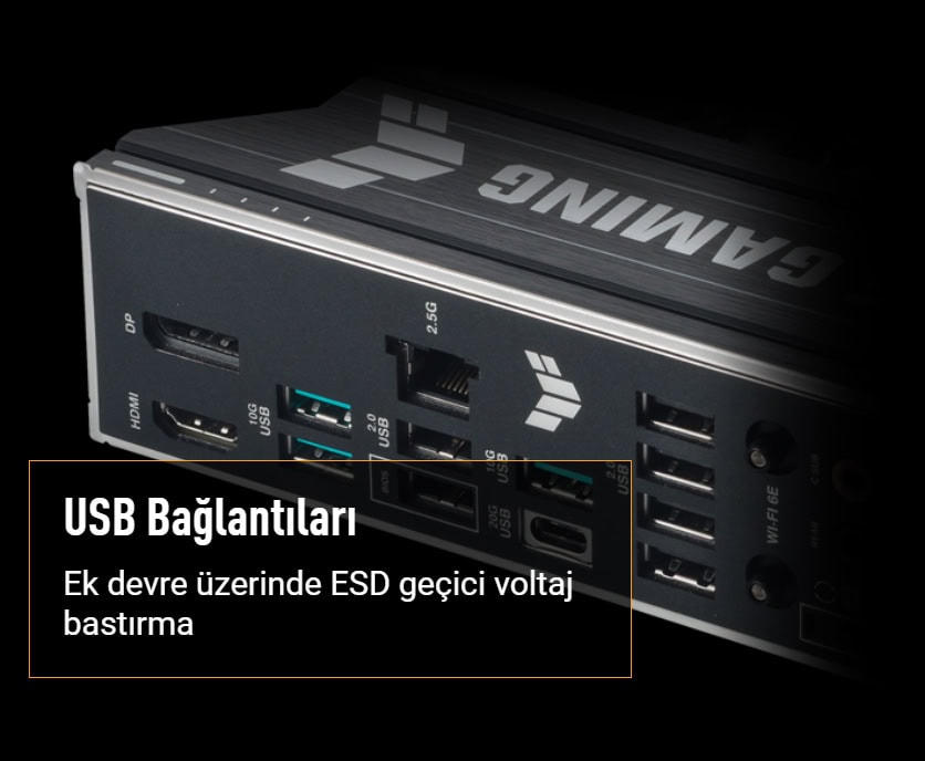ASUS TUF GAMING B650E-PLUS WIFI 8000MHz (OC) DDR5 Soket AM5 M.2 HDMI DP ATX Anakart h16