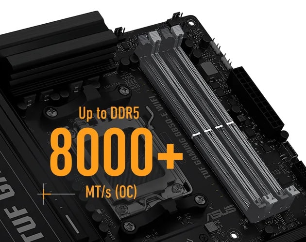 TUF GAMING B850-E WIFI ASUS TUF GAMING B850-E WIFI 8000MHz (OC) DDR5 Soket AM5 M.2 HDMI DP ATX Anakart h10