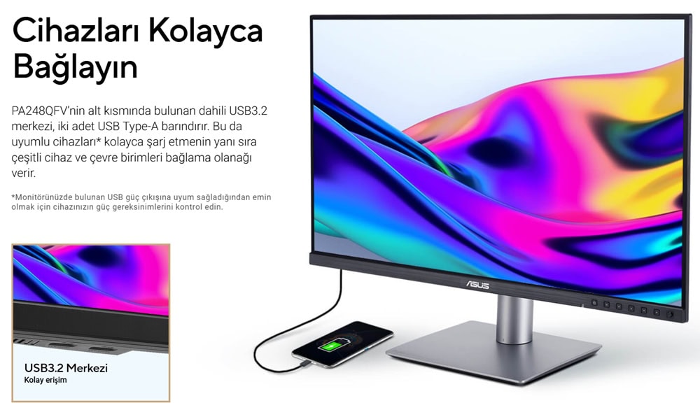 ProArt Display PA248QV Gen2 (PA248QFV) ASUS ProArt PA248QFV 24.1 inç 100Hz 5ms WUXGA Adaptive Sync IPS Pivot Monitör h21