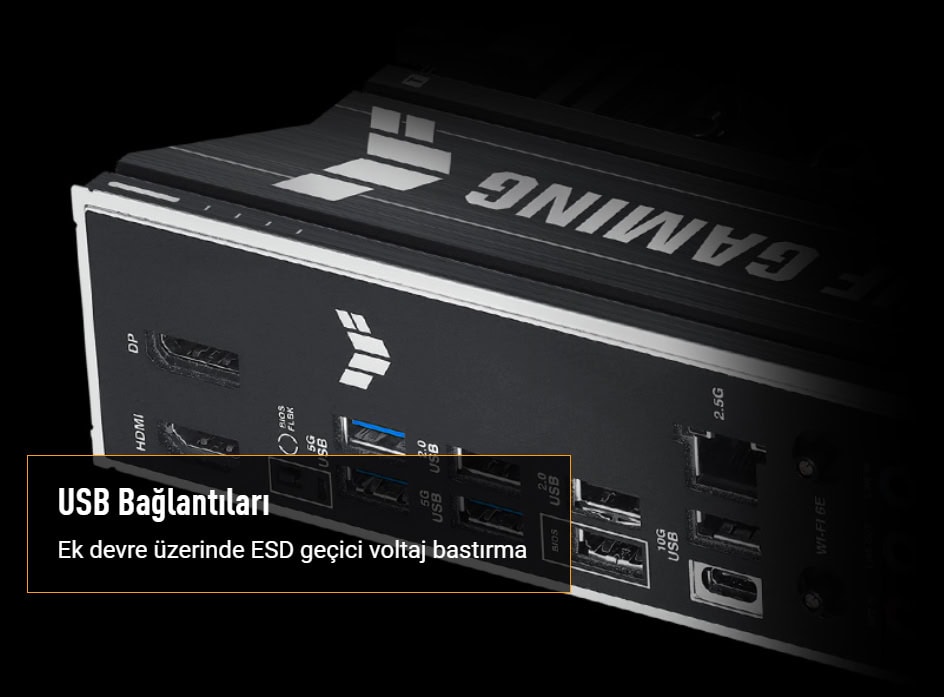 ASUS TUF GAMING B650E-E WIFI 8000MHz (OC) DDR5 Soket AM5 M.2 HDMI DP ATX Anakart h17