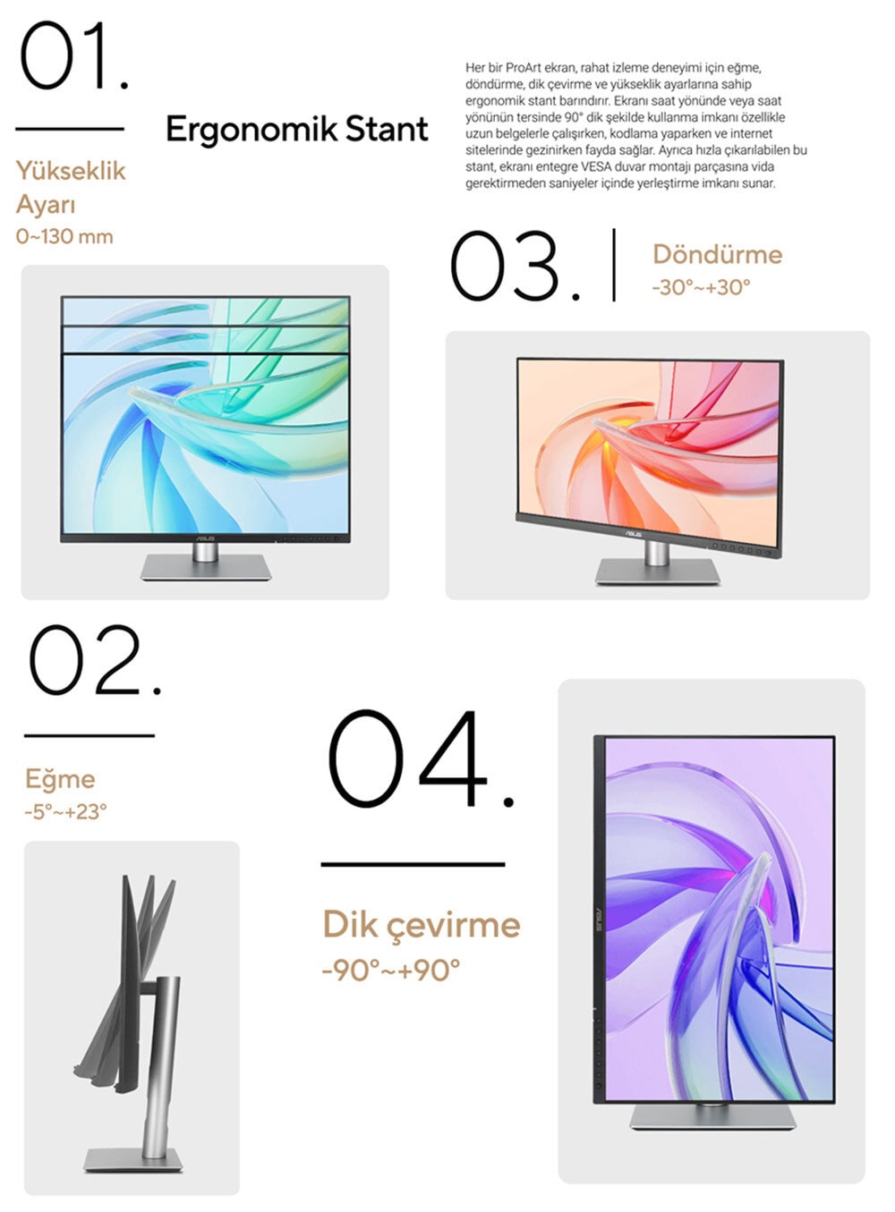ProArt Display PA248QV Gen2 (PA248QFV) ASUS ProArt PA248QFV 24.1 inç 100Hz 5ms WUXGA Adaptive Sync IPS Pivot Monitör h22