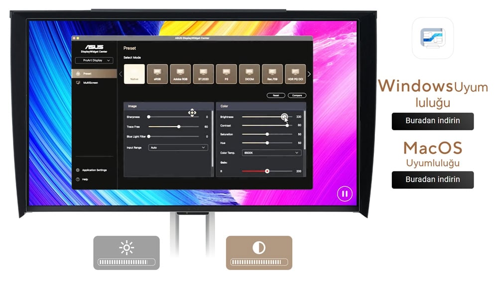 ProArt Display OLED PA32UCDMR-K ASUS ProArt PA32UCDMR-K 31.5 inç 240Hz 0.1ms 4K UHD Adaptive Sync QD-OLED Pivot Monitör h29
