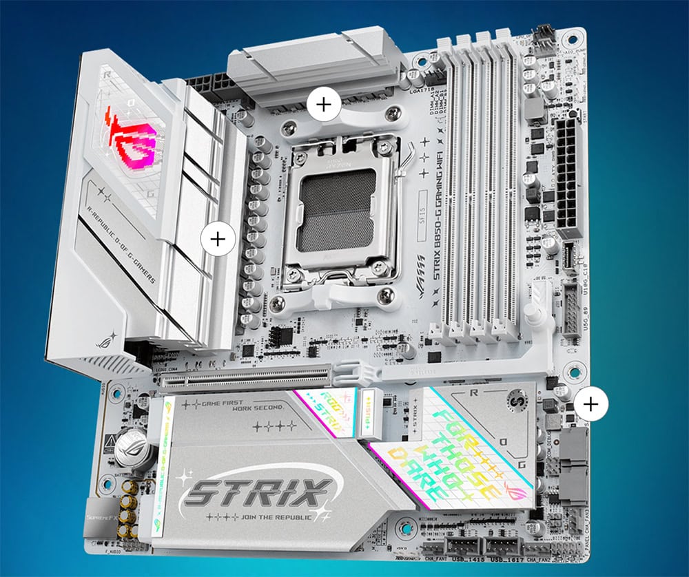 ROG STRIX B850-G GAMING WIFI ASUS ROG STRIX B850-G GAMING WIFI 8000MHz (OC) DDR5 Soket AM5 M.2 HDMI DP mATX Anakart h9