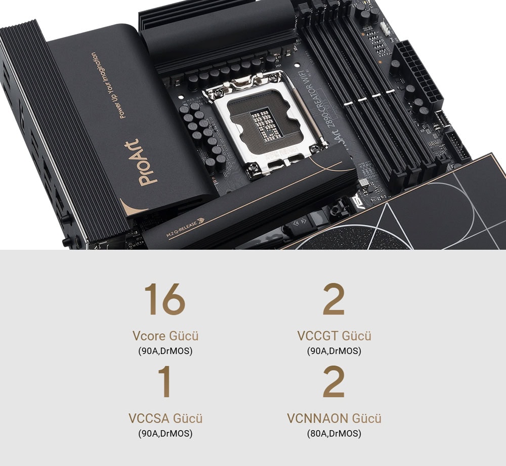 ProArt logoZ890-Creator WiFi ASUS ProArt Z890-Creator WiFi 8600MHz (OC) DDR5 Soket LGA1851 M.2 ATX Anakart h7