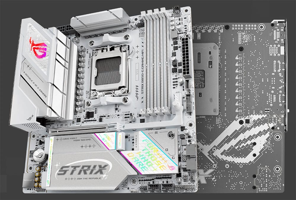 ROG STRIX B850-G GAMING WIFI ASUS ROG STRIX B850-G GAMING WIFI 8000MHz (OC) DDR5 Soket AM5 M.2 HDMI DP mATX Anakart h23