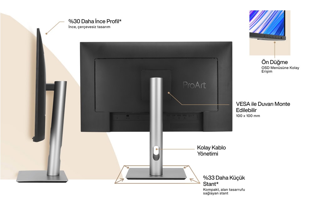ProArt Display PA329CRV ASUS ProArt PA329CRV 31.5 inç 60Hz 5ms UHD Adaptive Sync IPS Pivot Monitör h6