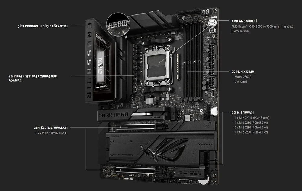 asus-rog-crosshair-x870e-dark-hero-9600mhz-oc-ddr5-soket-am5-m-2-hdmi-usb4-atx-anakart