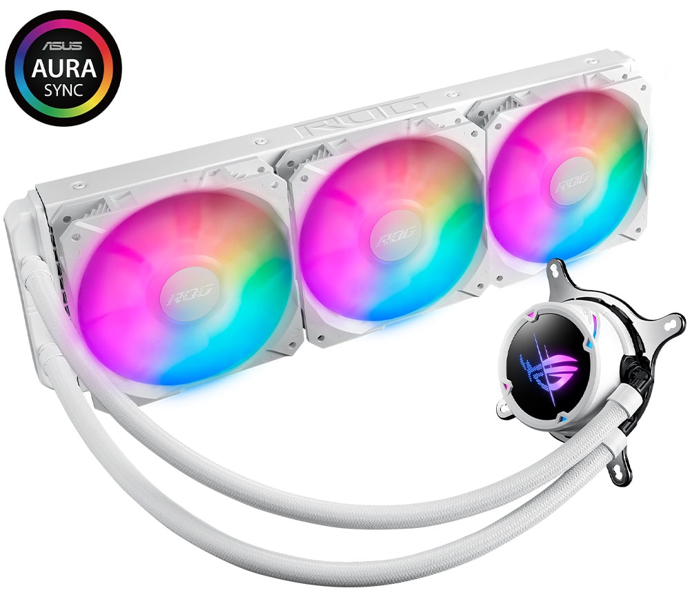 ROG STRIX LC II 360 ARGB WHITE EDITION ASUS ROG Strix LC II 360 ARGB V3 Beyaz Sıvı Soğutucu yh1