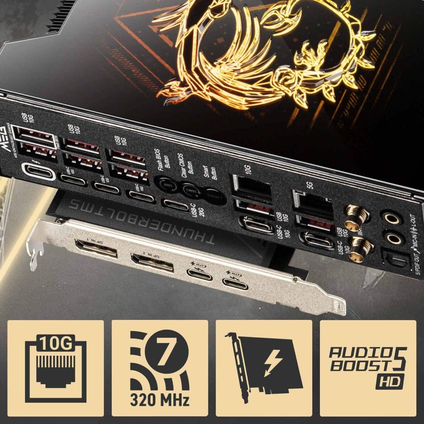 MSI MEG Z890 GODLIKE 9200MHZ (OC) DDR5 Soket LGA1851 M.2 Thunderbolt 4 E-ATX Anakart h2