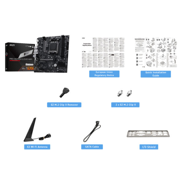Msi Pro A620am G Evo Wifi 7200mhz Oc Ddr5 Soket Am5 M 2 Hdmi Dp Matx Anakart Fc7