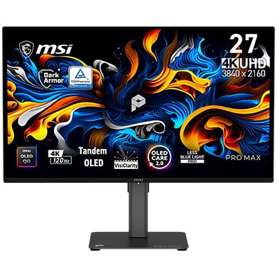 MSI PRO MAX 271UPX12G 26.5 inç 120Hz 0.03ms 4K UHD Adaptive Sync QD-OLED Pivot Monitör h1