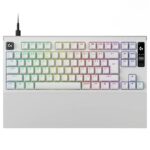 Logitech G PRO X2 RAPID Beyaz TKL KS-20 klavye, çok renkli RGB aydınlatma ile ince beyaz gövde ve Kablosuz olmayan USB-C bağlantı.