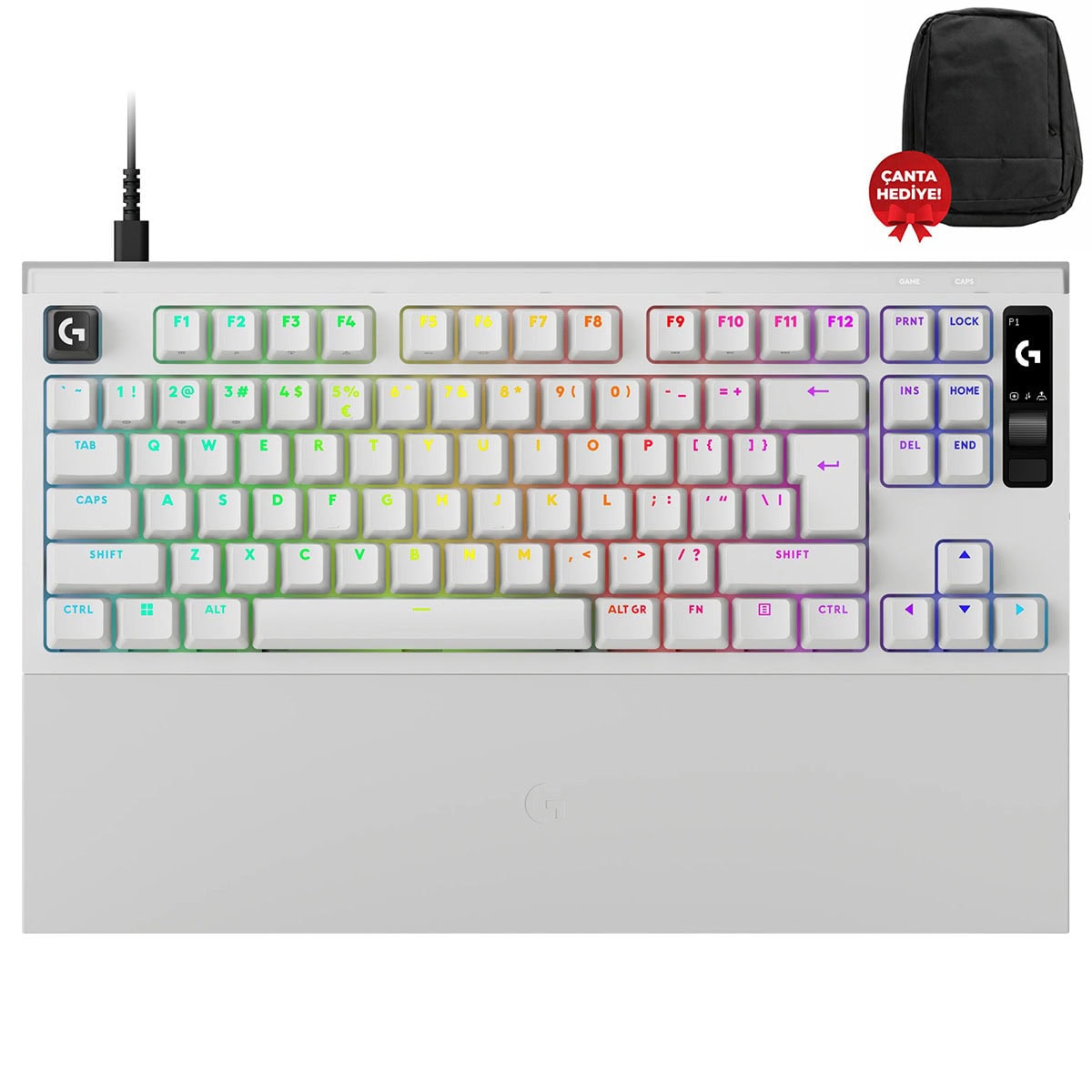Logitech G Pro X2 Rapid Beyaz Tkl Ks 20 Manyetik Switch 8k Hz Hall Effect Rgb İngilizce Gaming Klavye (920 014097) 1