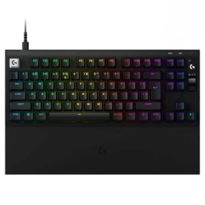 Logitech G PRO X2 RAPID Siyah TKL KS-20 manyetik switch ve RGB aydınlatmalı gaming klavye, ince tasarım ile masada şık görünüm.