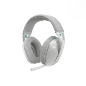 Logitech G321 LIGHTSPEED Beyaz Kablosuz Gaming Kulaklık büyük kulaklık yastıkları ve mikrofonlu, beyaz gri tasarım.