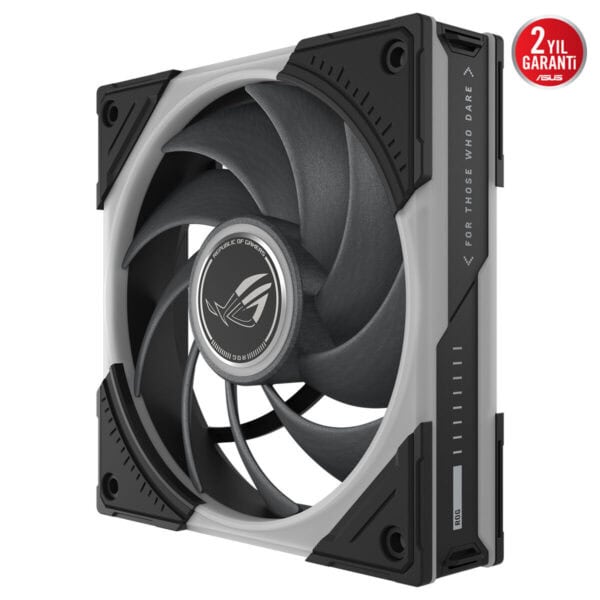 ASUS ROG Eurux GR120 ARGB 120mm kasa fanı, siyah-gri tasarım ve LED ARGB aydınlatmalı soğutma performansı için uygun.