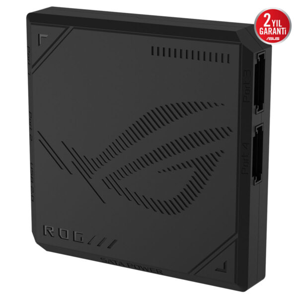 ASUS ROG Eurux GR120 ARGB 120mm üçlü kasa fanı, siyah metalik yüzeyde şık desenler ve 120mm boyut için yüksek performanslı hava akışı tasarımı.