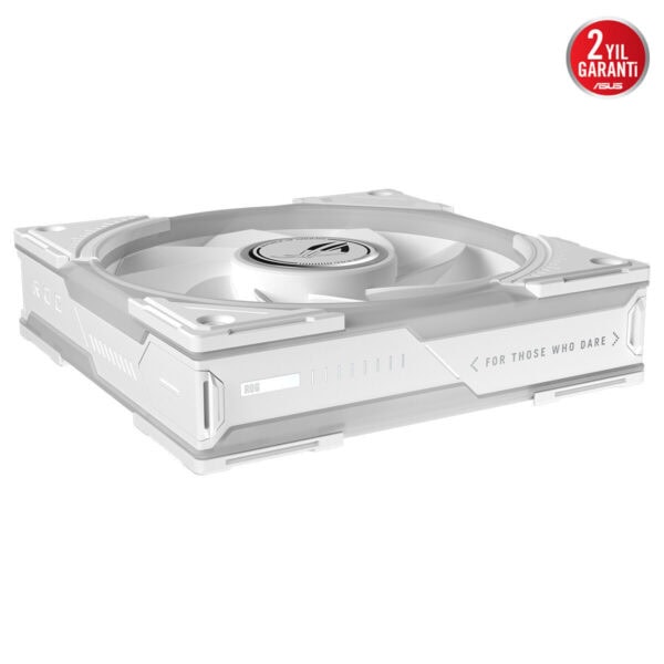 ASUS ROG Eurux GR120 ARGB Beyaz 120mm Kasa Fanı için şık beyaz soğutucu fanı, ARGB ışıklandırmalı ve temiz tasarımlı kasa soğutucu.