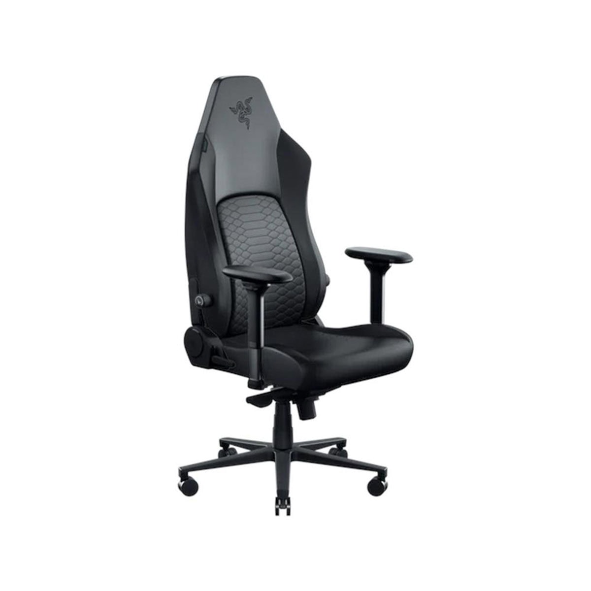 Razer Iskur V2 oyun koltuğu siyah/gris tonlarda, 4D kolçaklı ve bel destekli yüksek ergonomik Office oyun koltuğu.